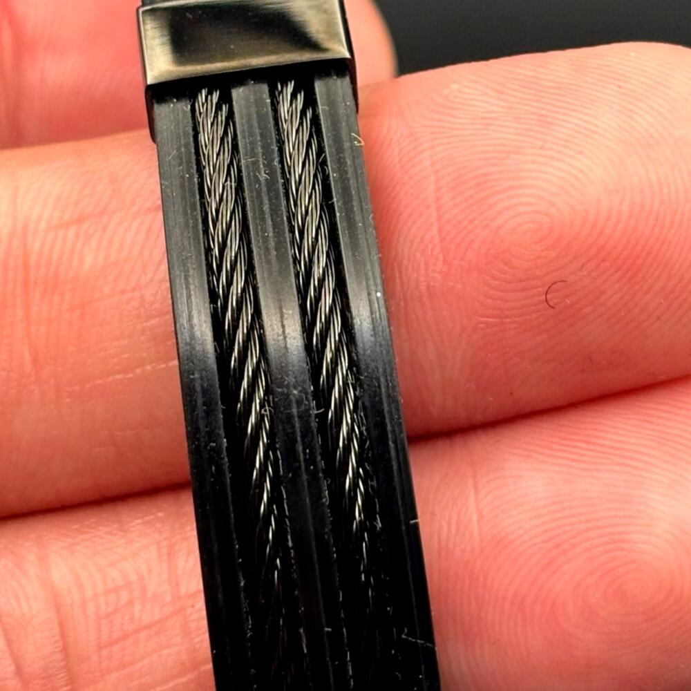 Blackjack BJB251B Men's Black Silicone Stainless Steel Bangle ID Bracelet NWT - Picture 12 of 17
